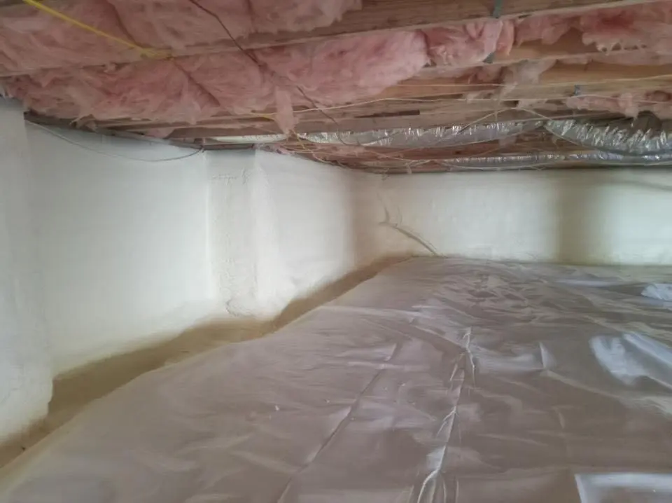 Crawl space encapsulation with closed-cell spray foam for Flat Roof Repair in Riga